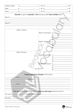 Bedrock Vocabulary Notebook Sheets