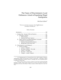 The Future of Discriminatory Local Ordinances Aimed at Regulating