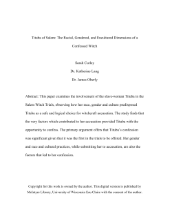 Tituba of Salem: The Racial, Gendered, and Encultured Dimensions