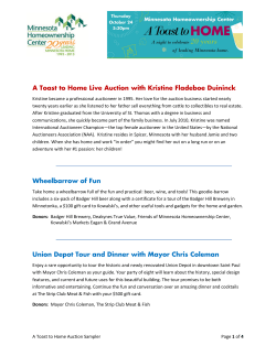 A Toast to Home Live Auction with Kristine Fladeboe