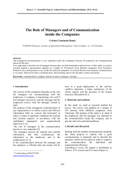 The Role of Managers and of Communication inside the Companies