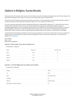 Options in Religion: Survey Results