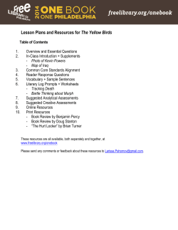 Lesson Plans and Resources for The Yellow Birds