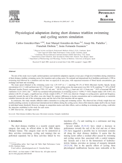 Physiological adaptation during short distance triathlon swimming