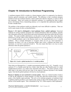 Chapter 16: Introduction to Nonlinear Programming (NLP).