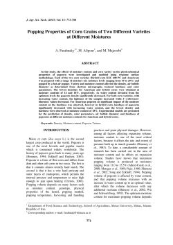 Popping Properties of Corn Grains of Two Different Varieties at