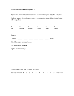 Photoelectric Effect Ranking Task #1 A potassium atom will eject an