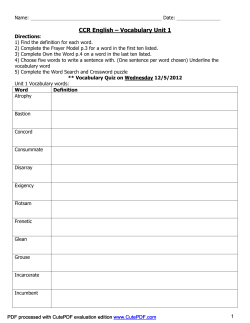 CCR English &ndash; Vocabulary Unit 1