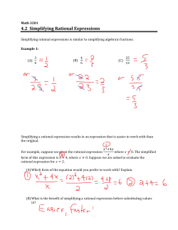 4.2 Simplifying Rational Expressions