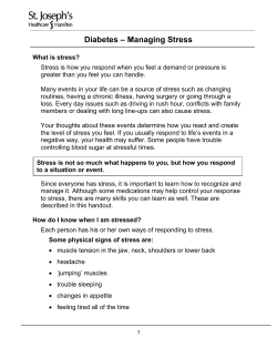 Managing Stress - St. Joseph`s Healthcare Hamilton