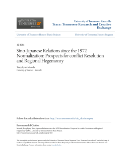 Sino-Japanese Relations since the 1972 Normalization: Prospects