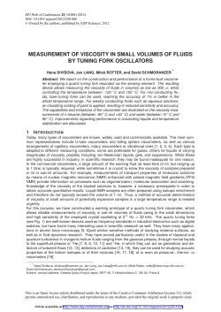 Measurement of viscosity in small volumes of fluids by tuning fork