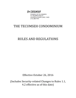 THE TECUMSEH CONDOMINIUM RULES AND REGULATIONS