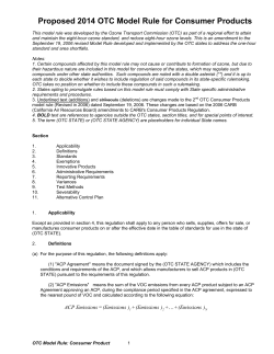 Proposed 2014 OTC Model Rule for Consumer Products
