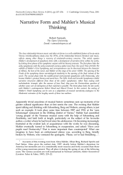Narrative Form and Mahler`s Musical Thinking