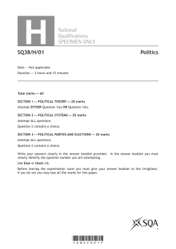 Politics H National Quali  cations SPECIMEN ONLY SQ38/H/01