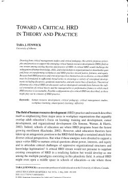 toward a critical hrd in theory and practice