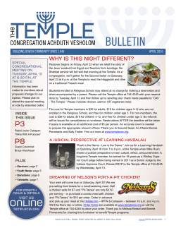 Temple Bulletin April 2016 - Congregation Achduth Vesholom