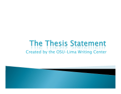 Thesis Presentation - The Ohio State University at Lima