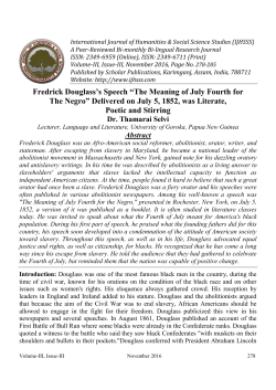 Fredrick Douglass`s Speech &ldquo;The Meaning of July Fourth for The