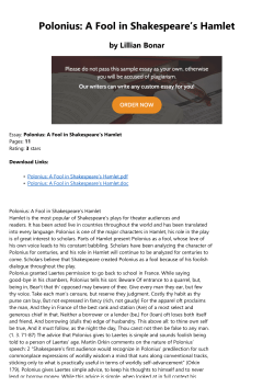 Polonius: A Fool in Shakespeareˇs Hamlet