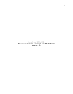 Samuel Louis, M.P.H., M.Div Arrival of Protestantism in Haiti and (the