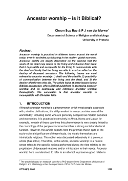 Ancestor worship &ndash; is it Biblical?