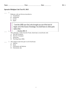 Spread of Religions Unit Test #2