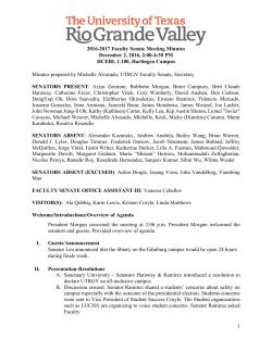 2016-2017 Faculty Senate Meeting Minutes December 2, 2016, 2:00