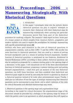 Manoeuvring Strategically With Rhetorical Questions