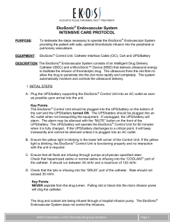 EkoSonic &reg; Endovascular System INTENSIVE CARE