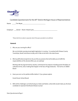 Candidate Questionnaire for the 89​th​District Michigan House of