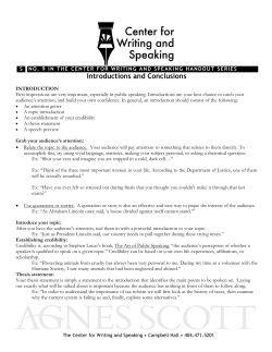 Introductions and Conclusions