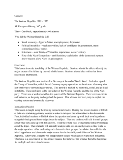 Context: The Weimar Republic 1918