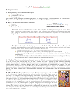 Study Guide: Sir Gawain and the Green Knight I. Background Notes