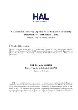 A Maximum Entropy Approach to Sentence Boundary - HAL