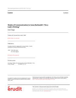 8: Modes of Communication in Anna Barbauld`s "On a Lady`s Writing"