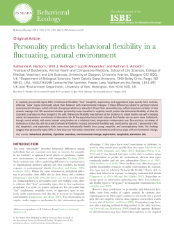 Personality predicts behavioral flexibility in a