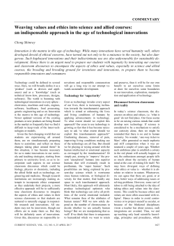 Weaving values and ethics into science and allied