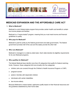MEDICAID EXPANSION AND THE AFFORDABLE CARE ACT