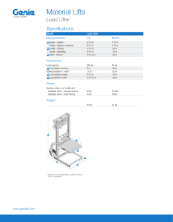 Load Lifter Product Specifications