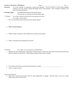Nuclear Fission and Fusion Webquest