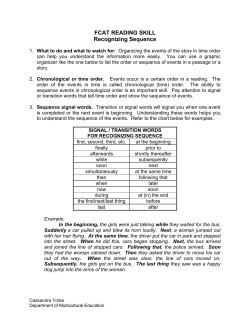 FCAT READING SKILL Recognizing Sequence