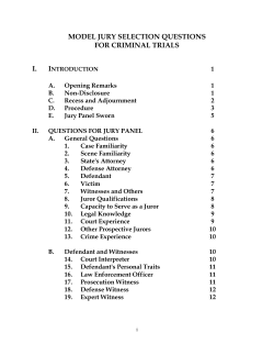 MODEL JURY SELECTION QUESTIONS FOR CRIMINAL TRIALS