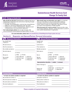 Change to Family Unit - eHealth Saskatchewan