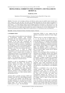 biomaterial sorbents for antimony and tellurium removal