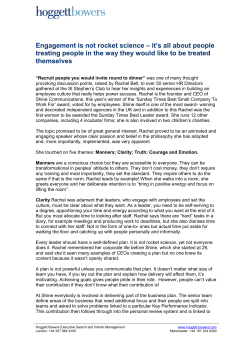 Engagement is not rocket science &ndash; it`s all about