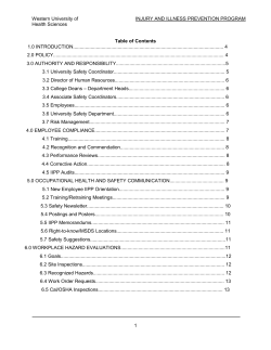 Injury Illness Prevention Plan - Western University of Health Sciences