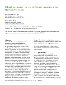 Ethical Dilemmas: The Use of Applied Scenarios in the