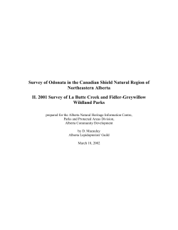 Survey of Odonata in the Canadian Shield Natural